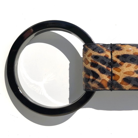 WCM New York leather belt women O/S adjust animal print leopard snake gunmetal - Picture 9 of 16